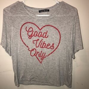 Good Vibes Only Grey Heather Soft Crop Top